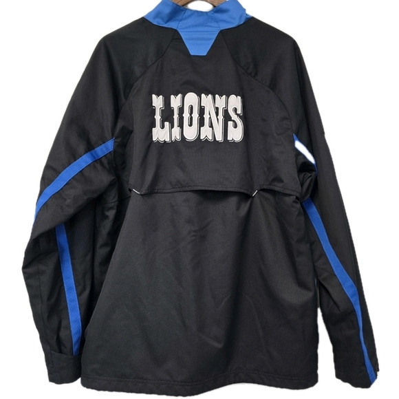 Vintage NFL Team Apparel Mens Size Large Black Blue Detroit Lions Jacket Coat - Picture 3 of 11